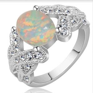 White Fire Opal Ring